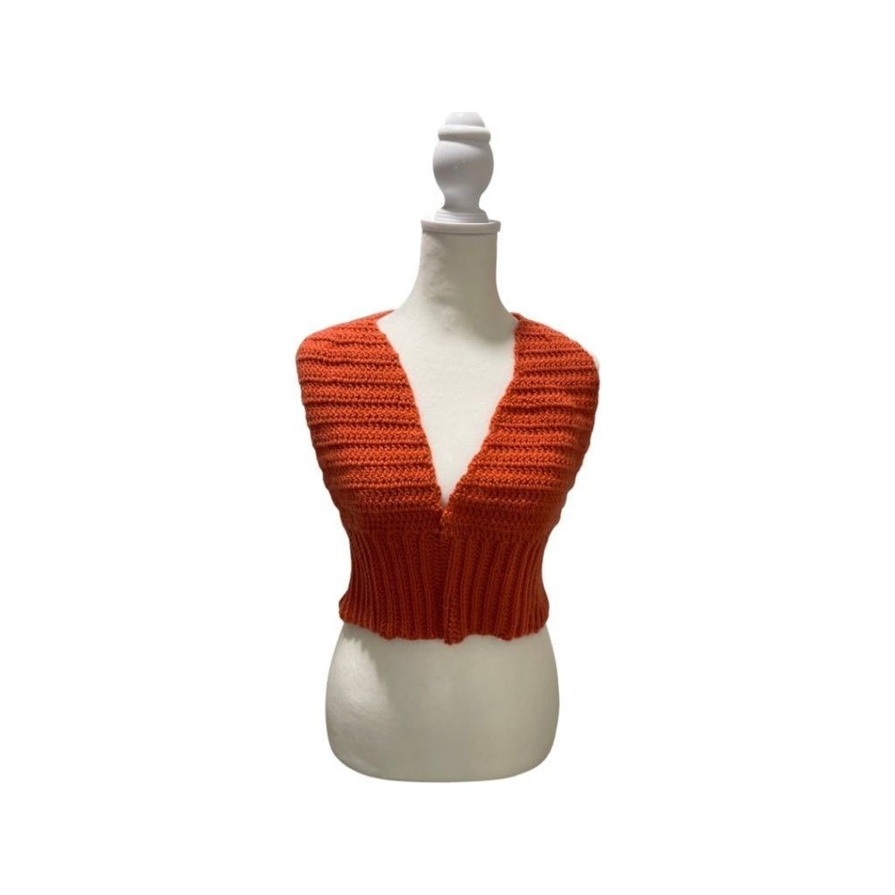 Recycled Threads Rust Orange Crochet Halter Top (NWT)